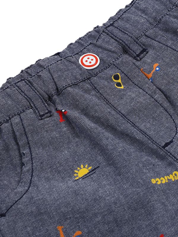 Boys Medium Light Blue Printed Polo with Short Pants image number 5